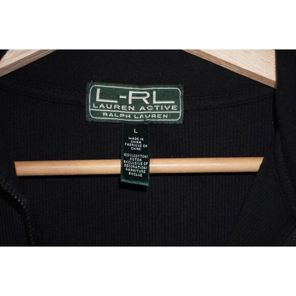 Lauren Ralph Lauren Active Ribbed Quarter-Zip Pullover - Black - Size L - Picture 8 of 16